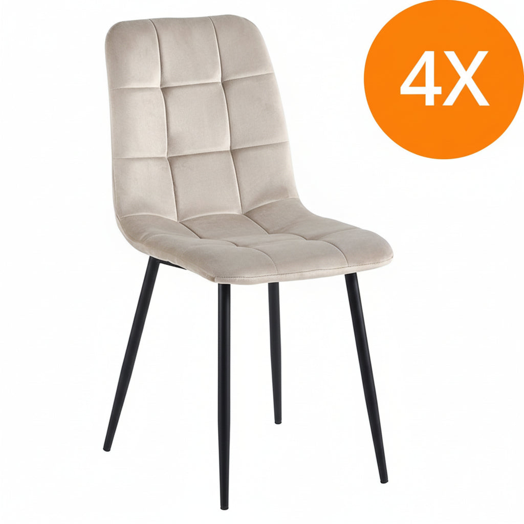Rubi | Velvet - Beige / Cappuccino - Set van 4