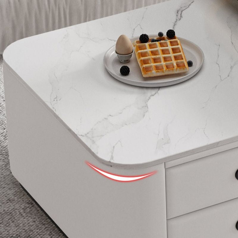 Luxe Salontafel Set – Wit - 2 Delig | Marmerlook & Glas | Square Series