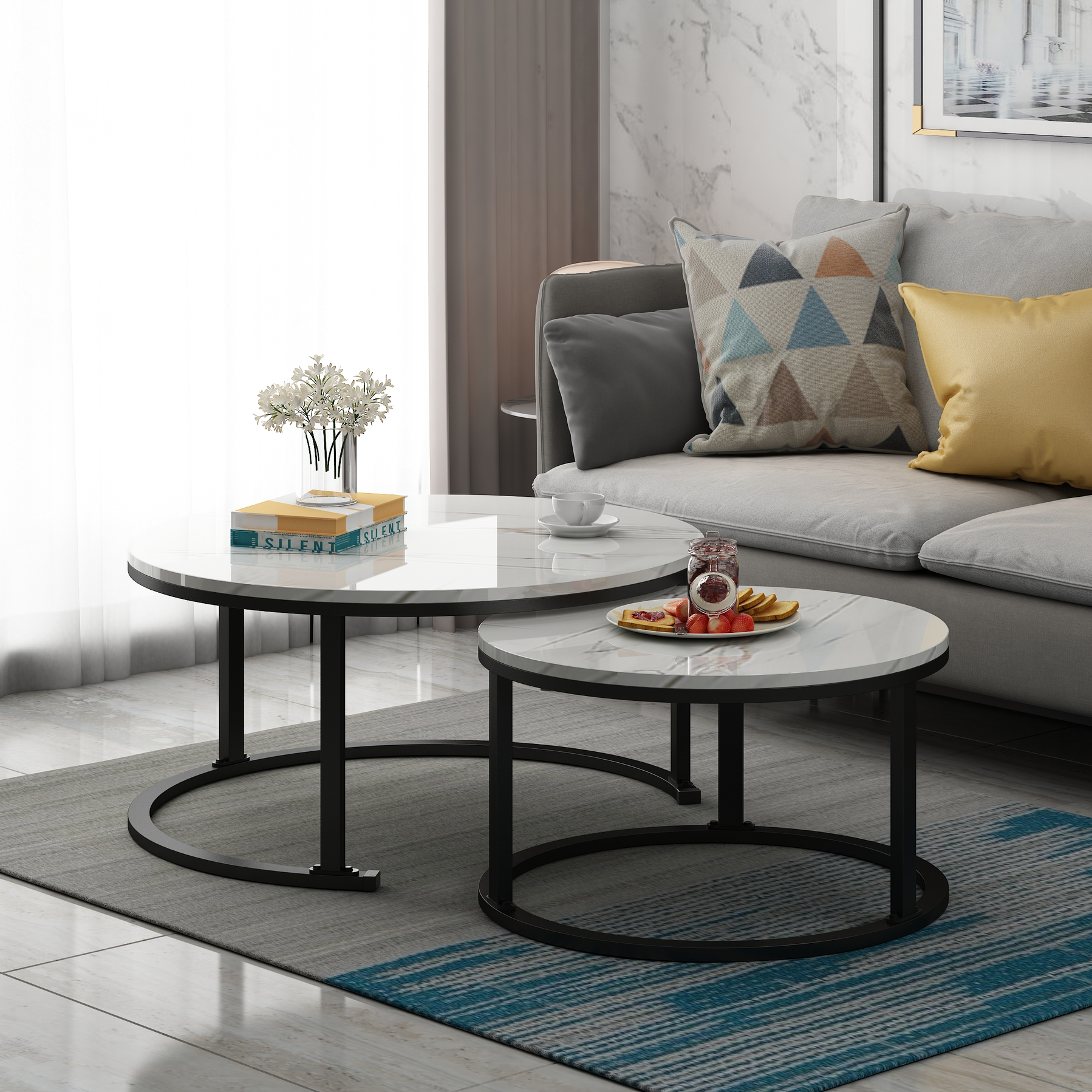 Luxe Salontafels | Mystic White - Set van 2