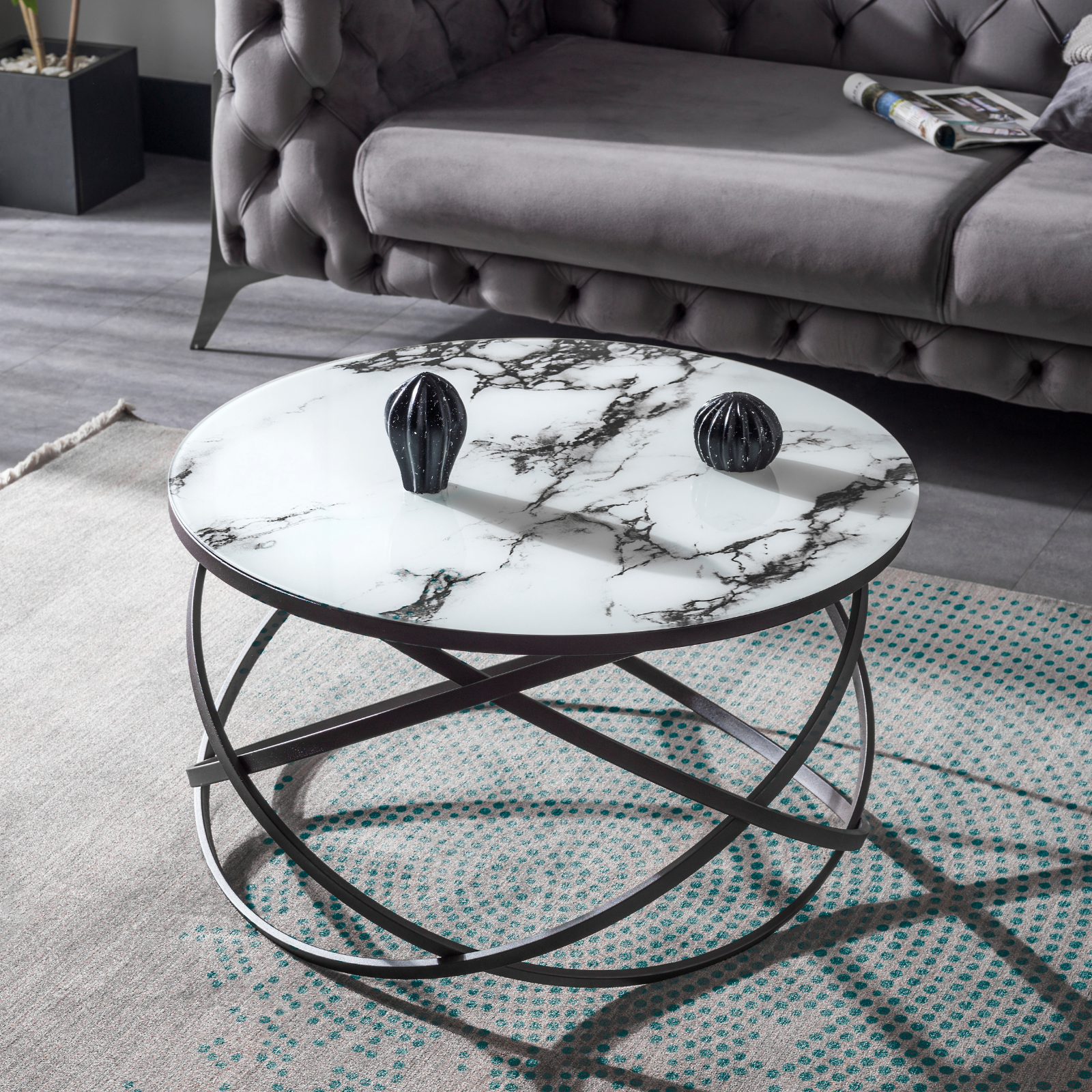 Luxe Salontafel | Mystic White - Marmerlook & Glas