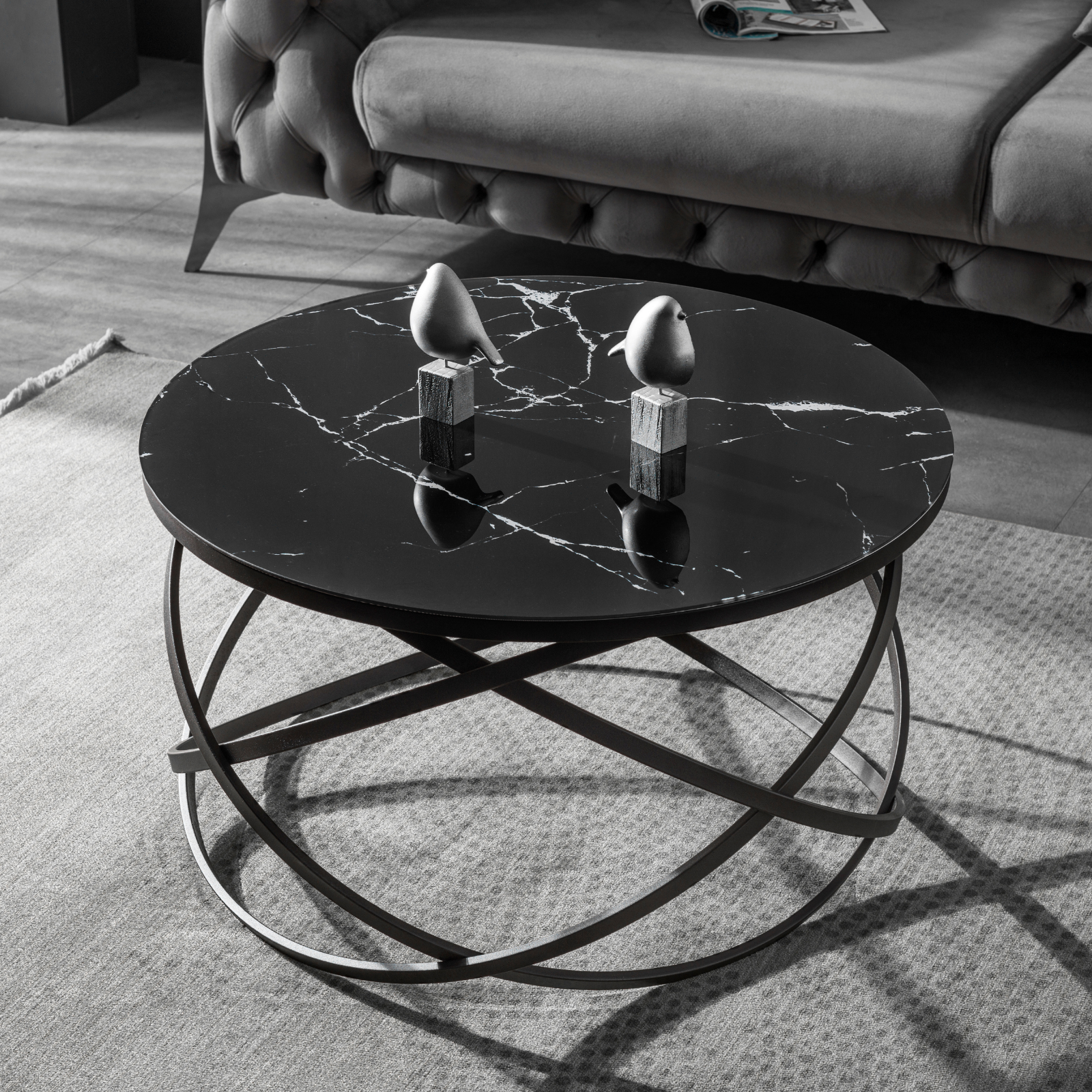 Luxe Salontafel | Marquana Black - Marmerlook & Glas