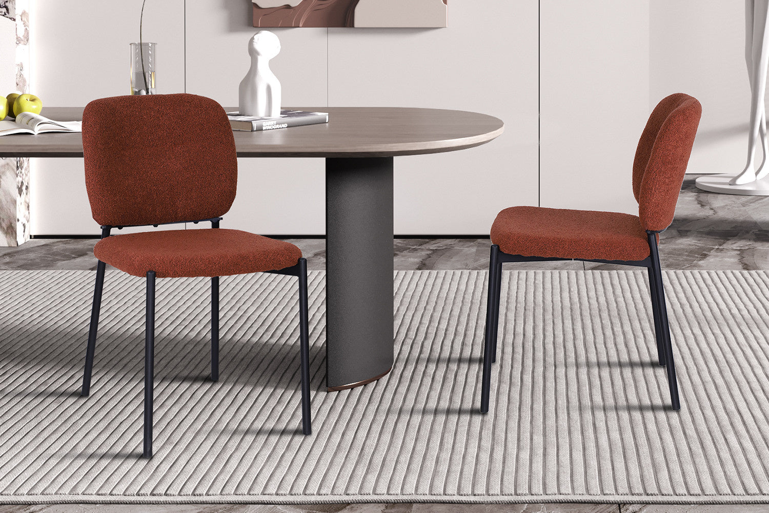 Liora Ember | Moderne Eetkamerstoel - Met stoffen bekleding – Roest / Oranje