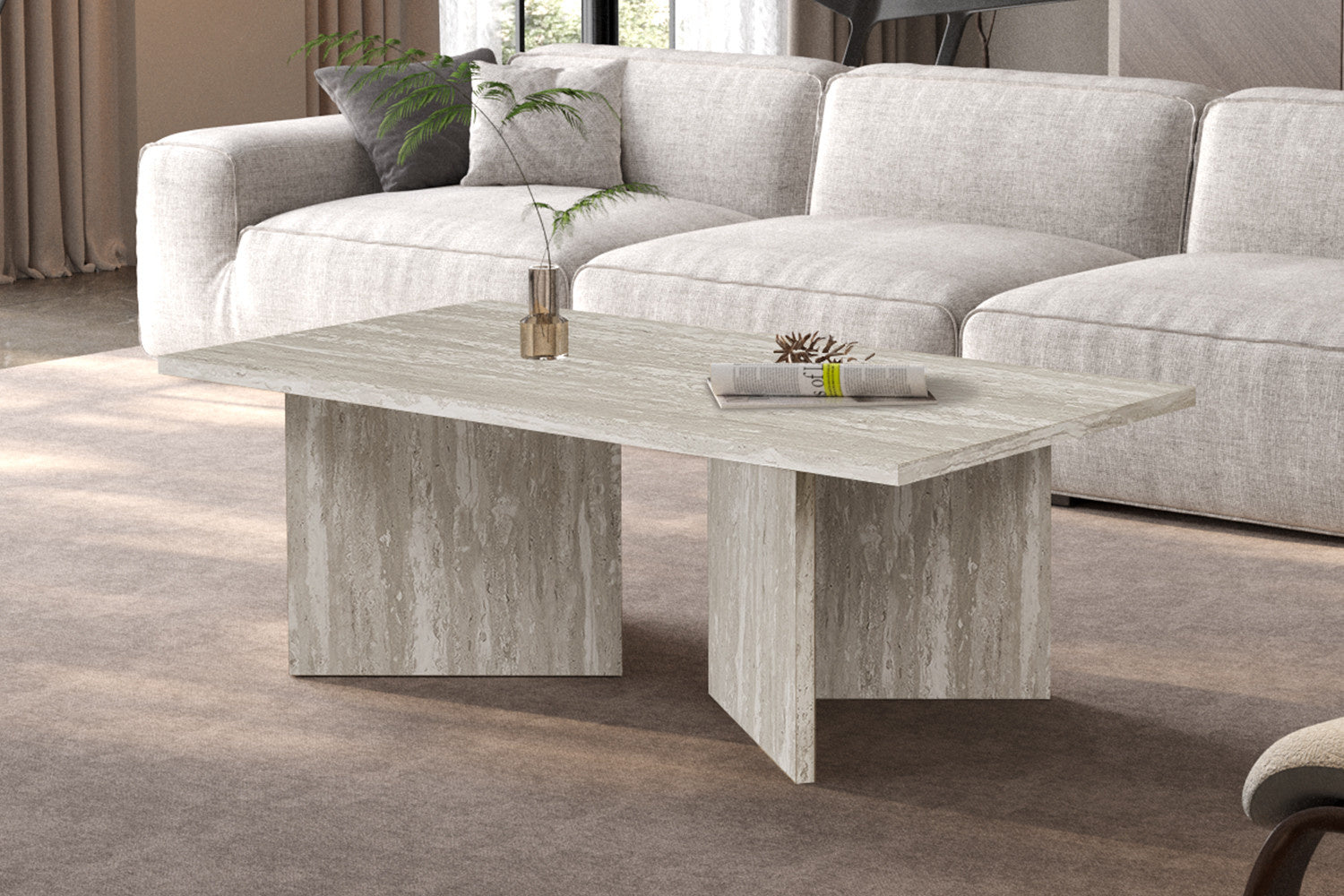 NEW - Salontafel 'Litar' Decor Travertin Grijs
