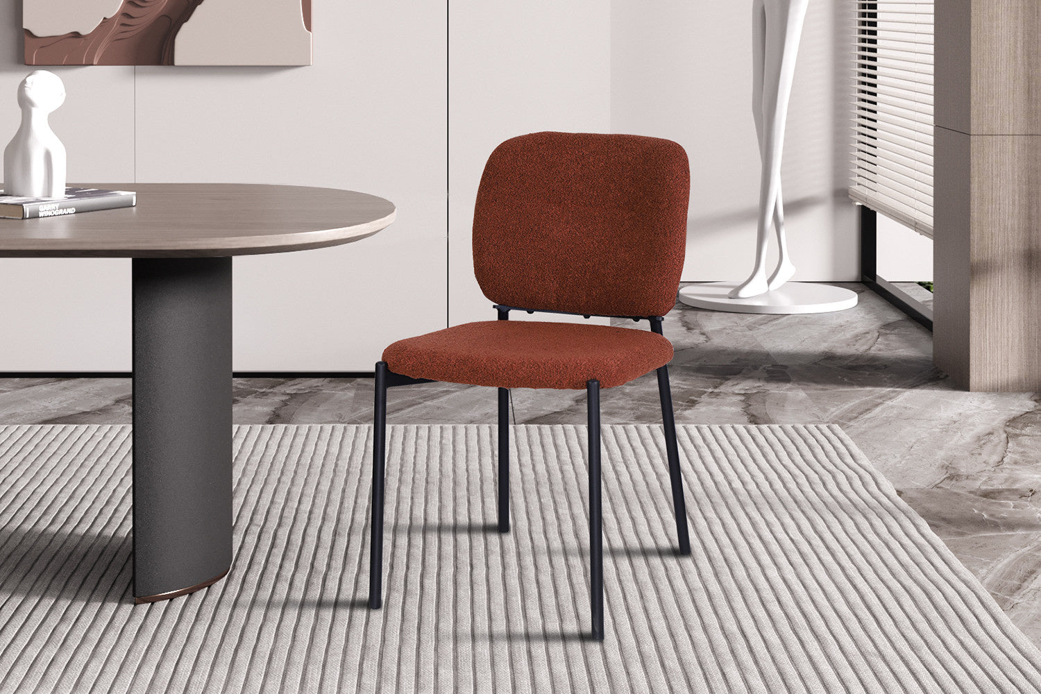 Liora Ember | Moderne Eetkamerstoel - Met stoffen bekleding – Roest / Oranje