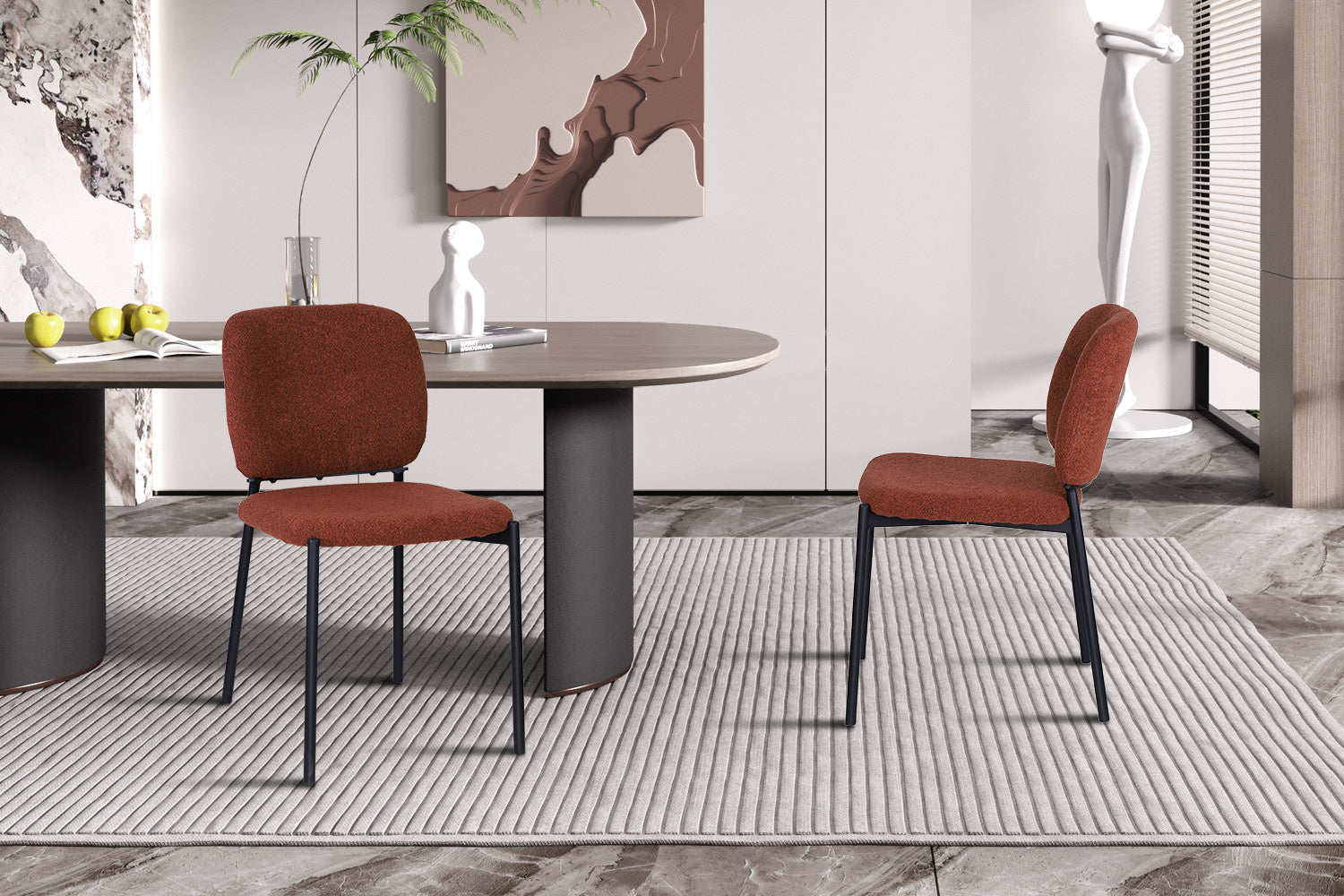 Liora Ember | Moderne Eetkamerstoel - Met stoffen bekleding – Roest / Oranje