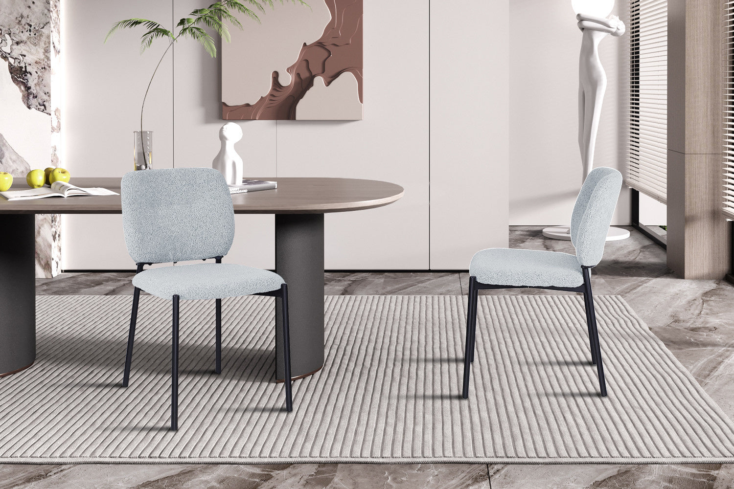 Liora Mist | Moderne Eetkamerstoel - Met stoffen bekleding – Lichtgrijs
