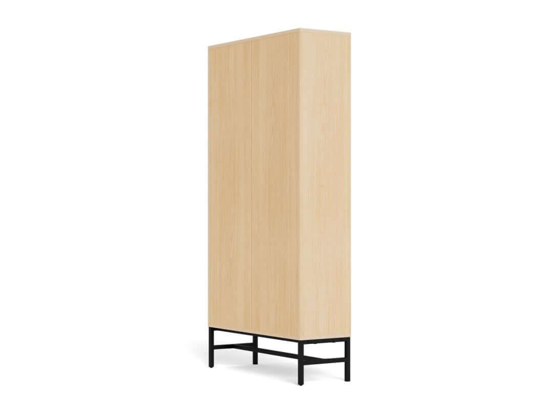 Schoenenkast Vela Oak – 3 Lades – Eikenlook Lamellen – 71,6 x 25 x 140,4 cm – Zwart Staal