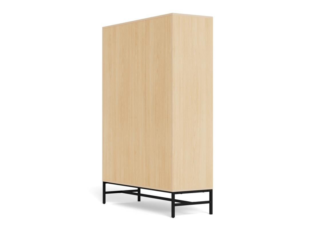 Schoenenkast Vela Oak XL – 3 + 1 Lades – Eikenlook Lamellen – Zwart Staal