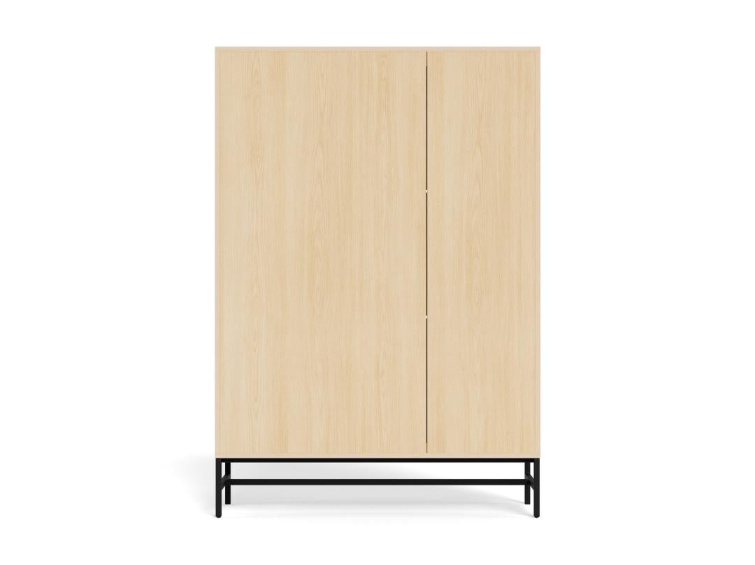 Schoenenkast Vela Oak XL – 3 + 1 Lades – Eikenlook Lamellen – Zwart Staal