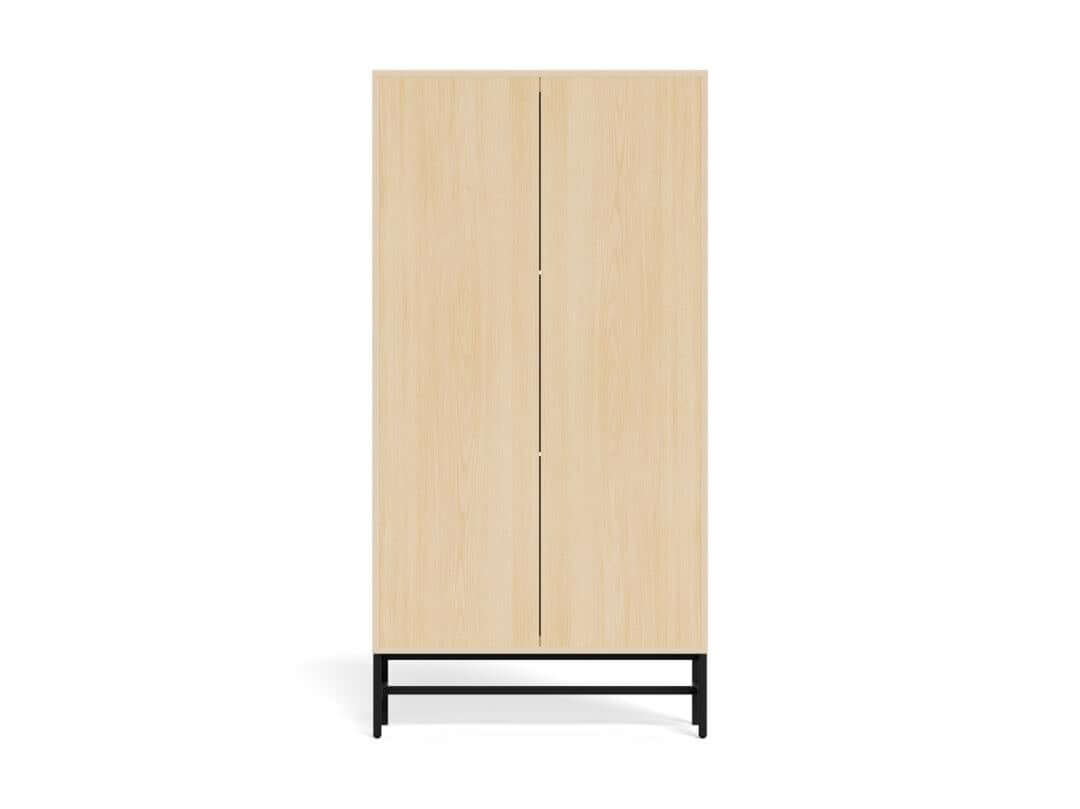 Schoenenkast Vela Oak – 3 Lades – Eikenlook Lamellen – 71,6 x 25 x 140,4 cm – Zwart Staal
