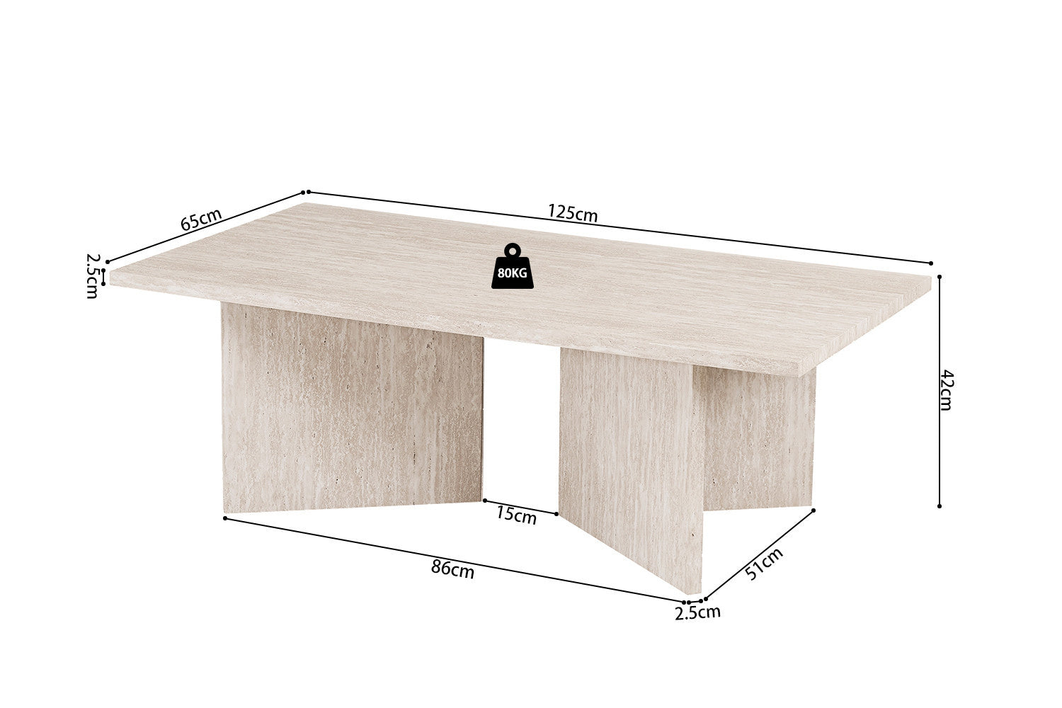 NEW - Salontafel 'Litar' Decor Travertin Beige
