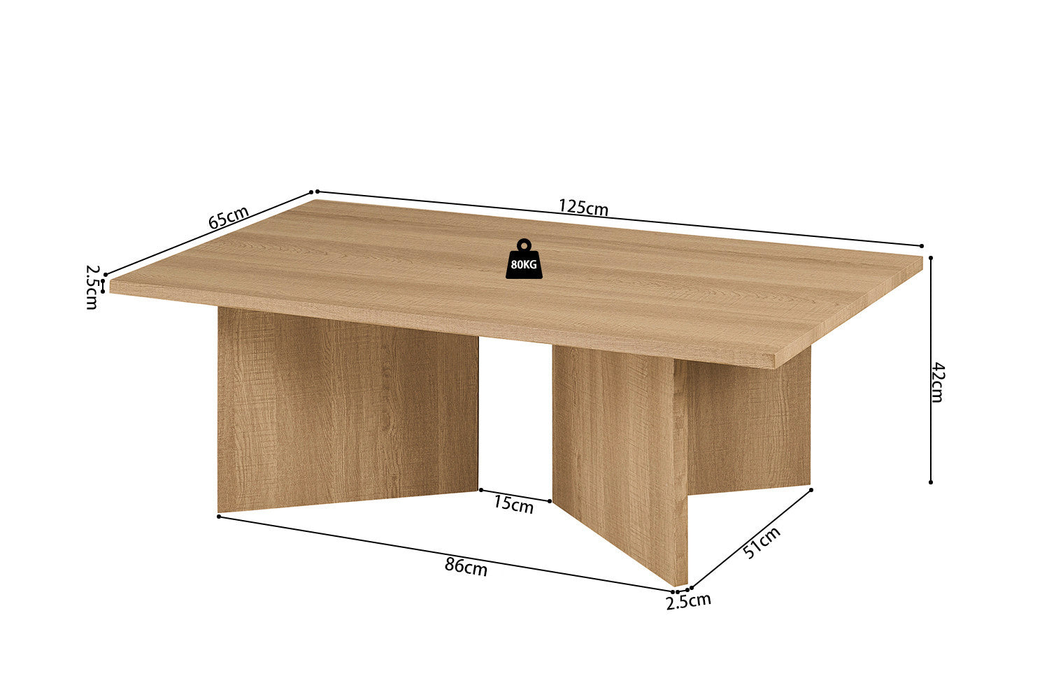 NEW - Salontafel 'Litar' Decor Eik Naturel