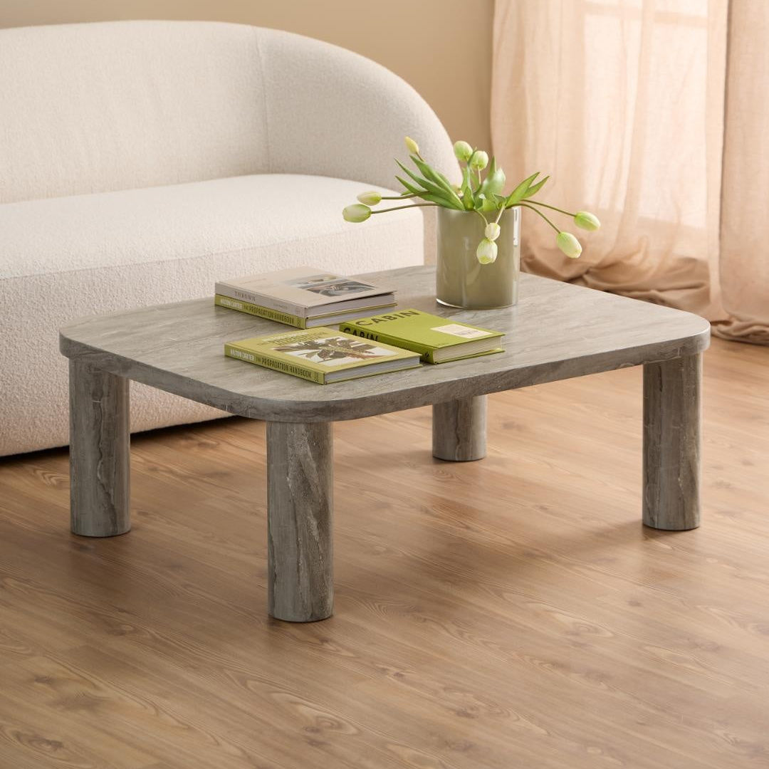 Salontafel Travertine Look – Grijs – 100x75 cm | Solana
