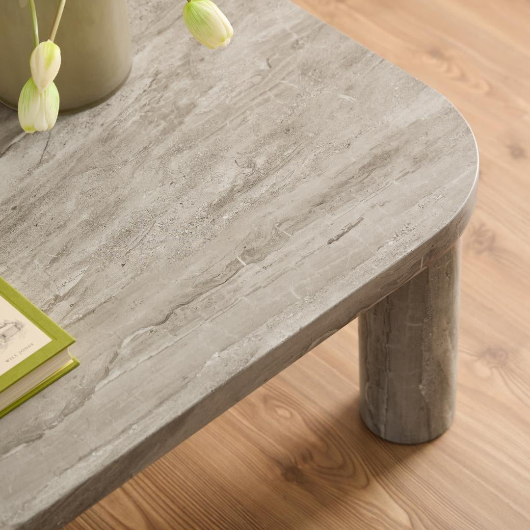 Salontafel Travertine Look – Grijs – 100x75 cm | Solana
