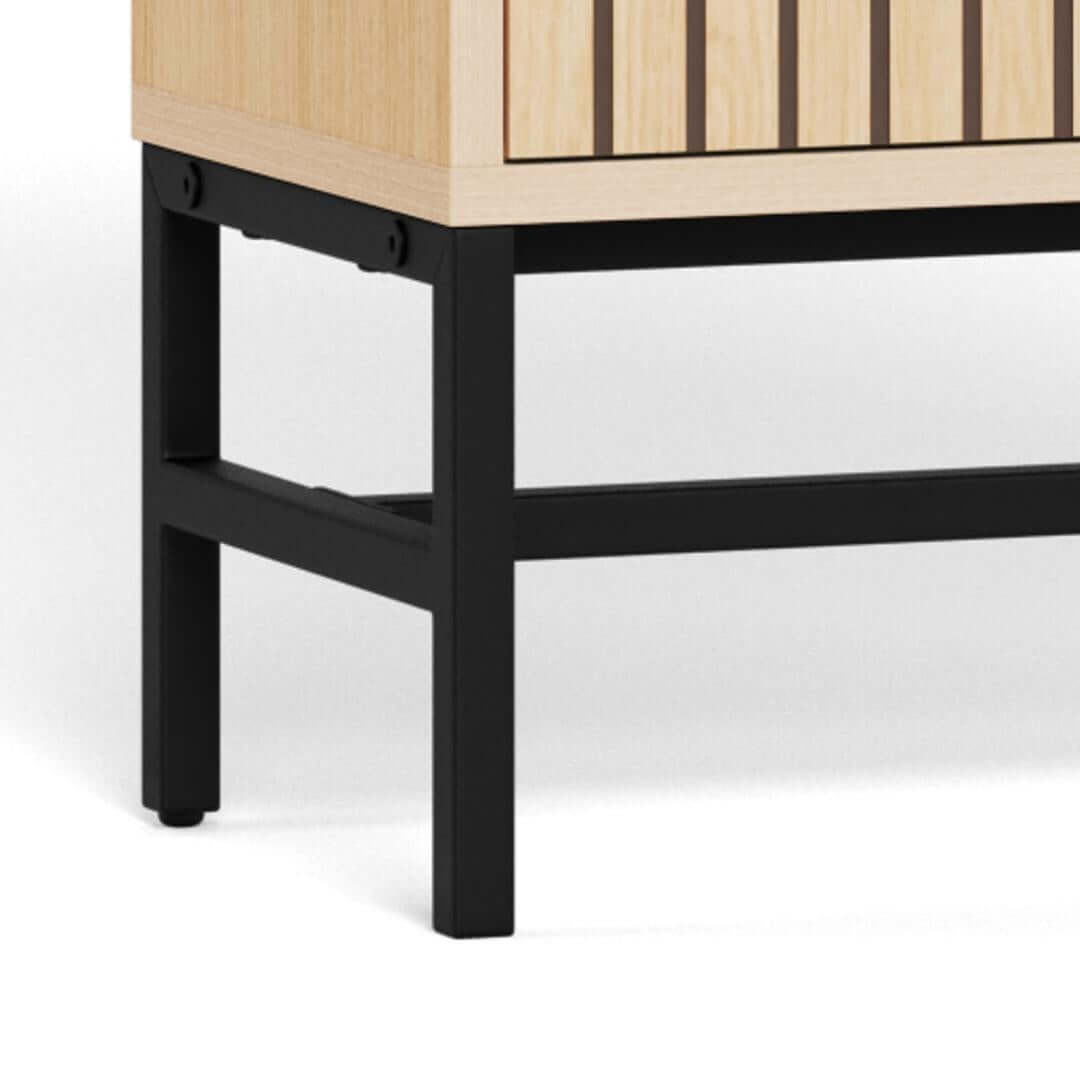 Schoenenkast Vela Oak – 3 Lades – Eikenlook Lamellen – 71,6 x 25 x 140,4 cm – Zwart Staal