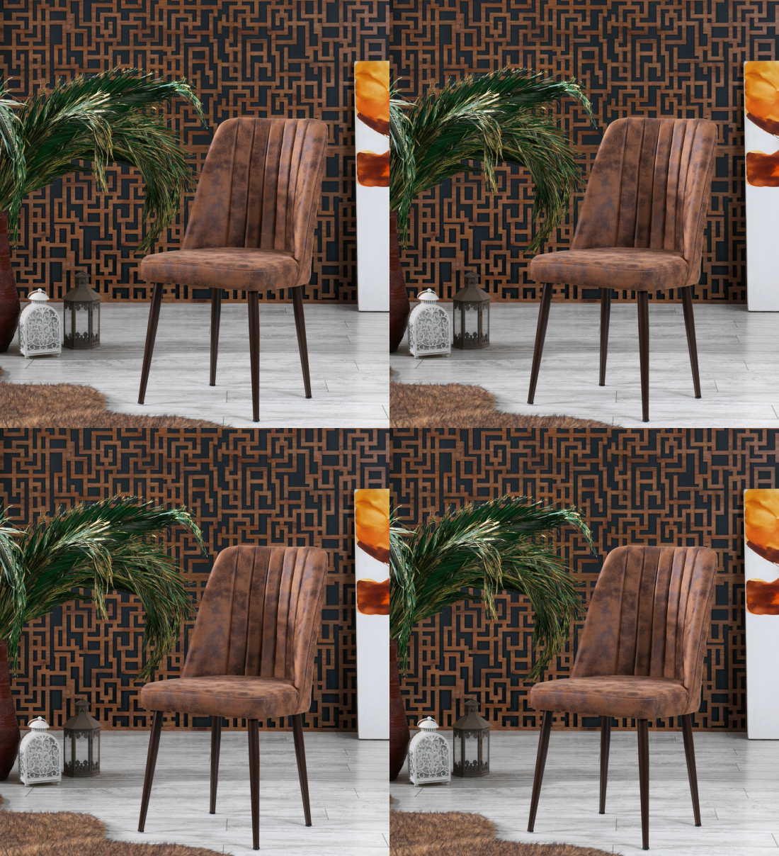 Eetkamerstoelen Set van 4 | Beige / Zwart | Swiss Homes®