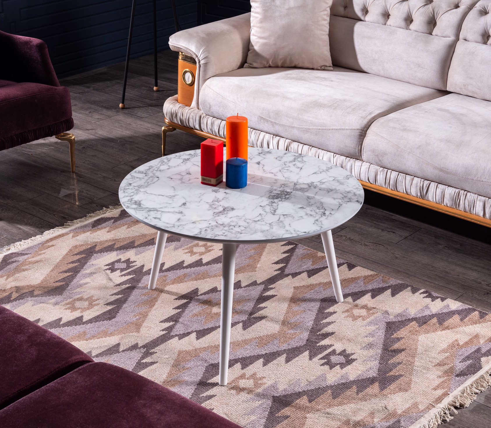 Salontafel Set van 2 - Marmer Look | Carrara Wit - MDF