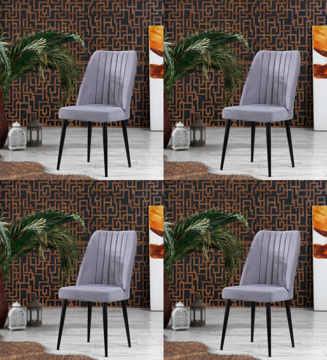 Eetkamerstoelen Set van 4 | Grijs | Swiss Homes®