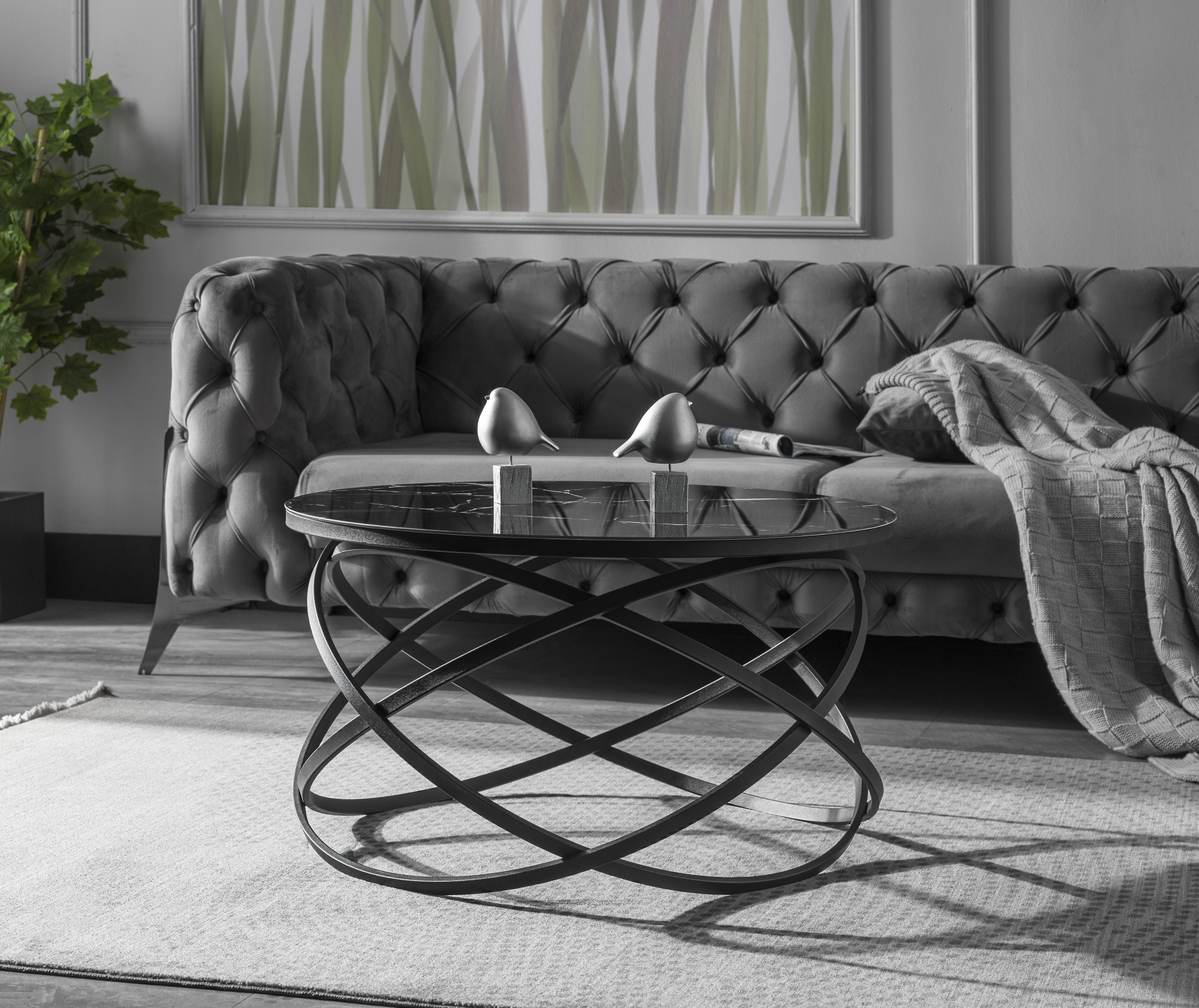 Luxe Salontafel | Marquana Black - Marmerlook & Glas