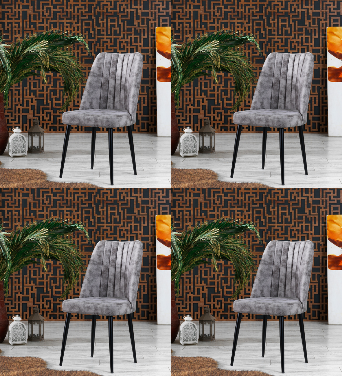 Eetkamerstoelen Set van 4 | Space Gray / Black | Swiss Homes®