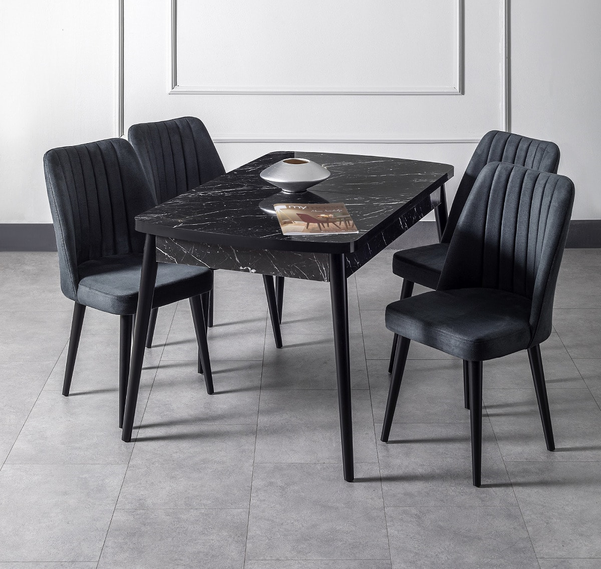 Eetkamerstoelen Set van 4 | Satin Black | Swiss Homes®