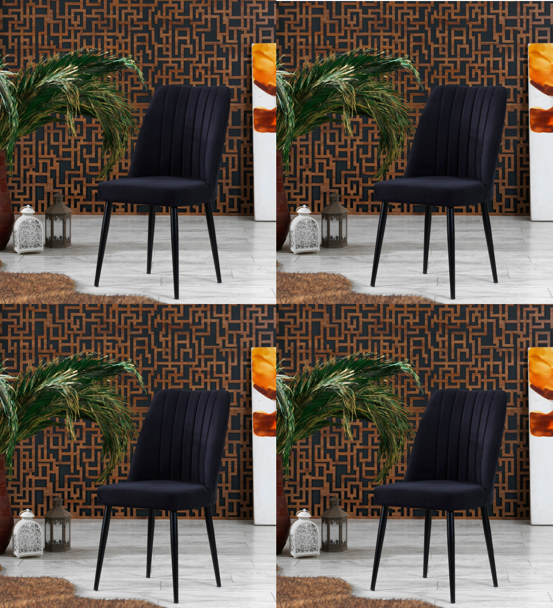 Eetkamerstoelen Set van 4 | Satin Black | Swiss Homes®