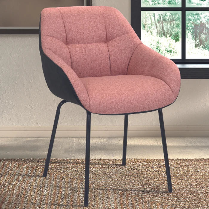Semira Rose Eetkamerstoel – Roze & Donkergrijs – Comfortabel – Moderne Kuipstoel