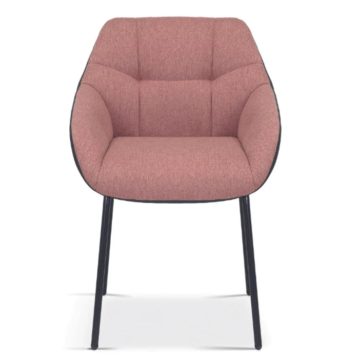 Semira Rose Eetkamerstoel – Roze & Donkergrijs – Comfortabel – Moderne Kuipstoel