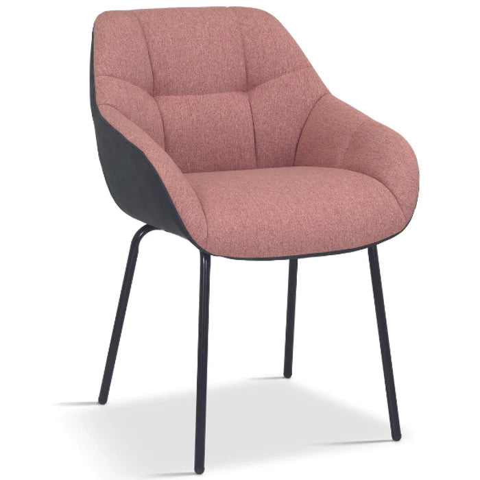 Semira Rose Eetkamerstoel – Roze & Donkergrijs – Comfortabel – Moderne Kuipstoel