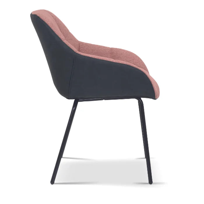 Semira Rose Eetkamerstoel – Roze & Donkergrijs – Comfortabel – Moderne Kuipstoel