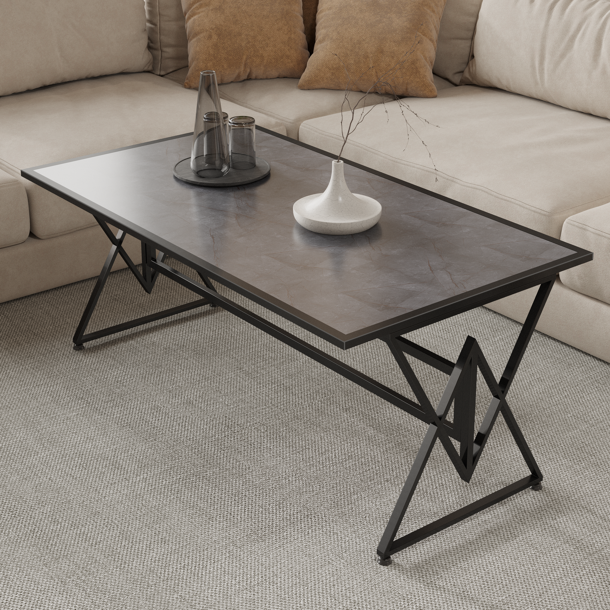 Vega Series | Salontafel / Eettafel - Nero Dorato