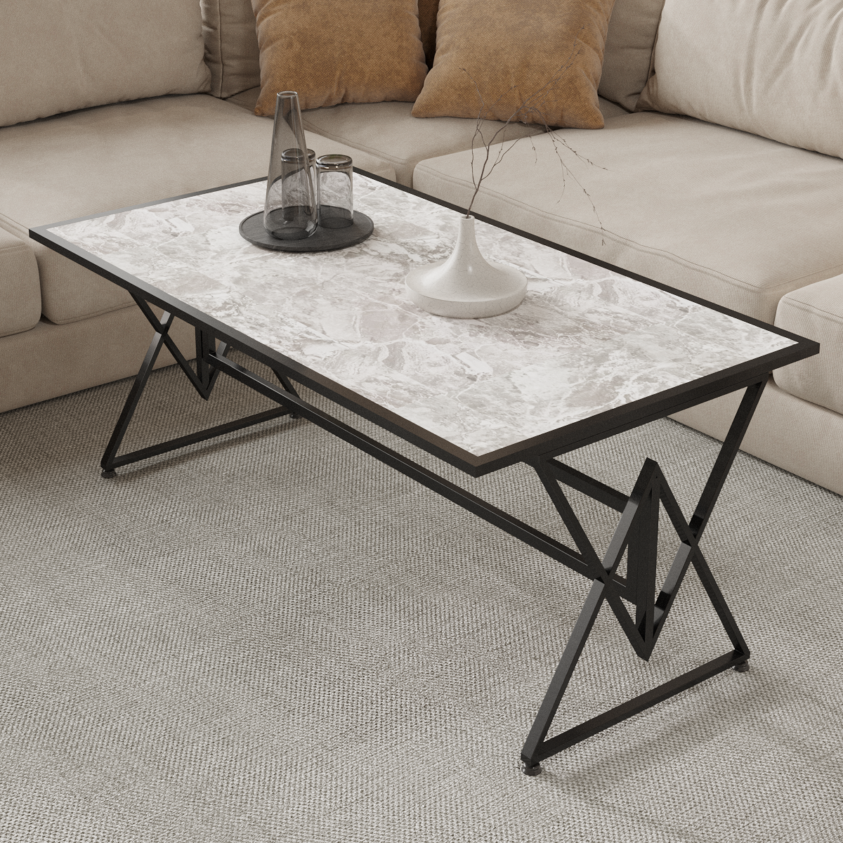 Vega Series | Salontafel / Eettafel - Carrara White