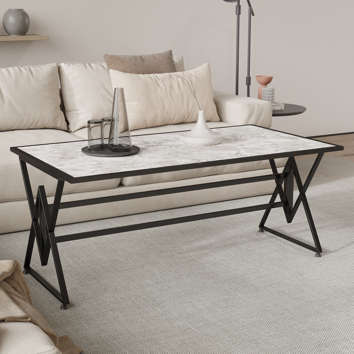 Vega Series | Salontafel / Eettafel - Carrara White