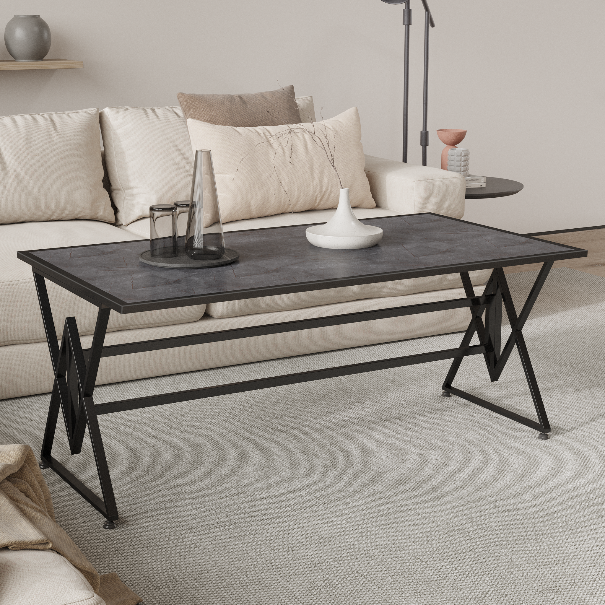 Vega Series | Salontafel / Eettafel - Nero Dorato