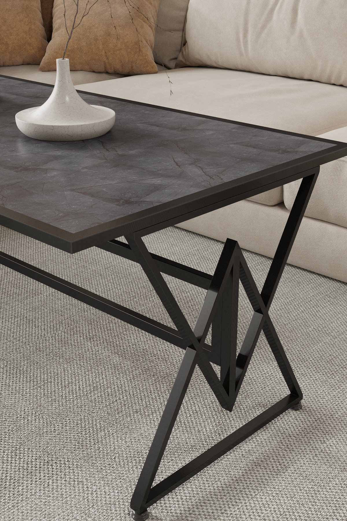 Vega Series | Salontafel / Eettafel - Nero Dorato