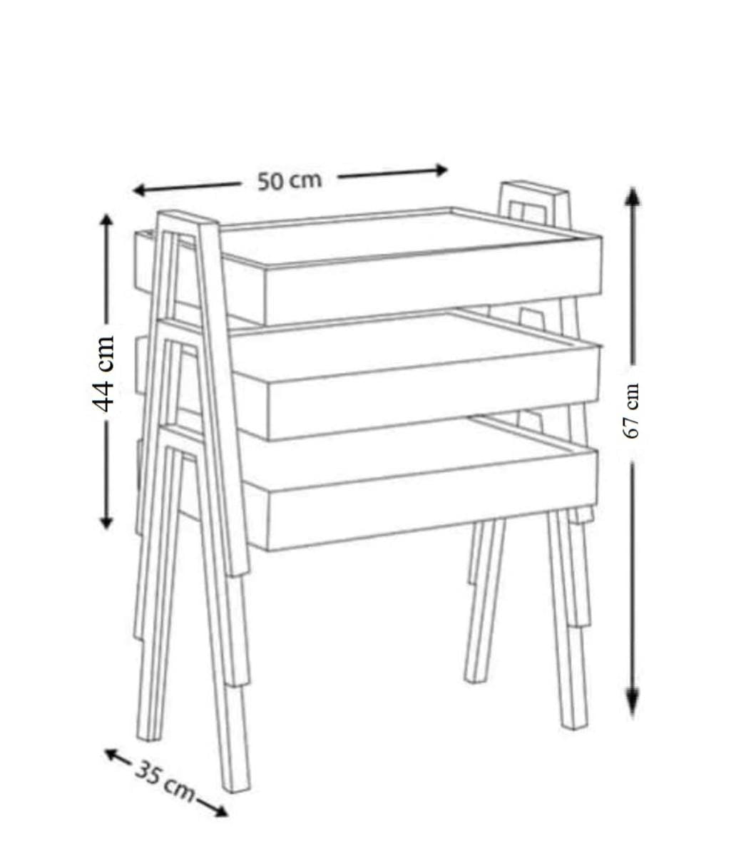 Bijzettafel | Set van 3 – Hout – Wit & Bruin