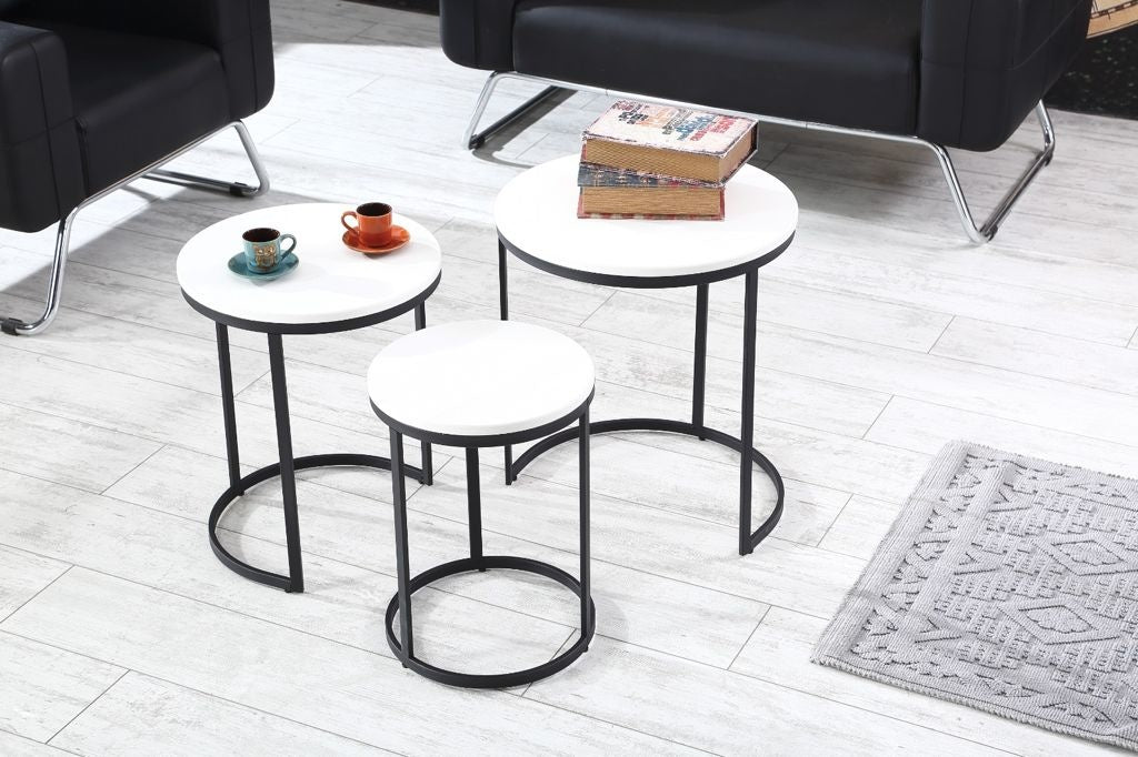 Salontafel Set van 3 - Wit - MDF