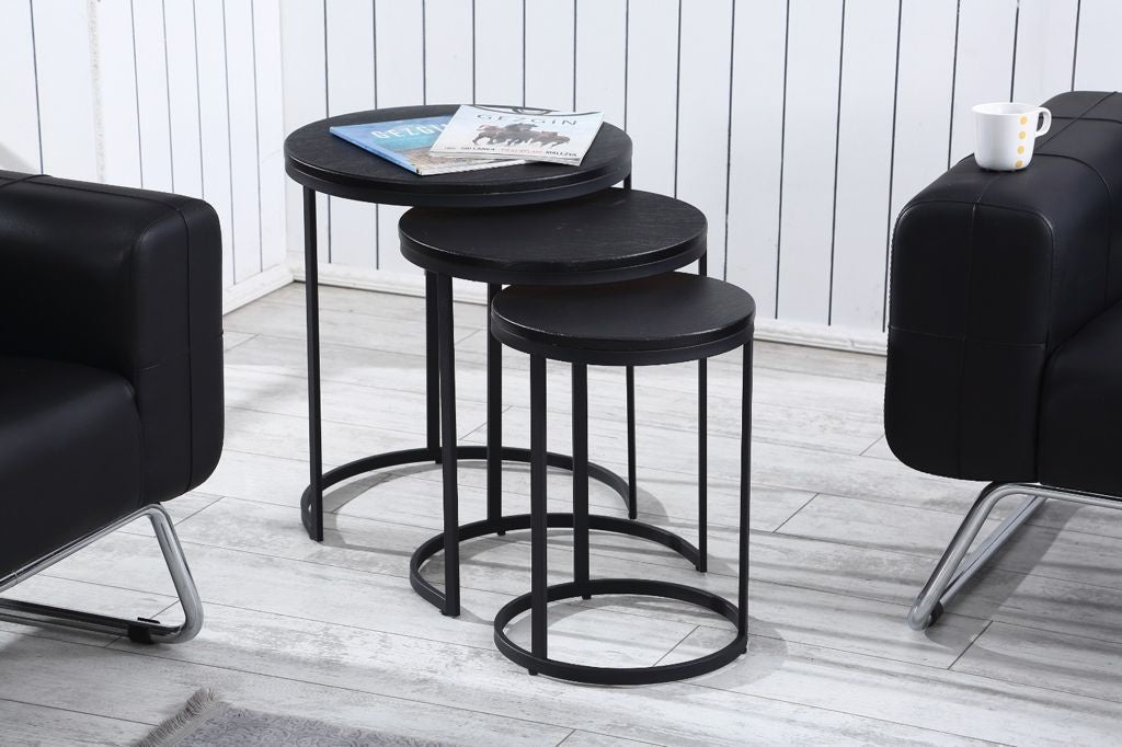 Salontafel Set van 3 - Zwart - MDF