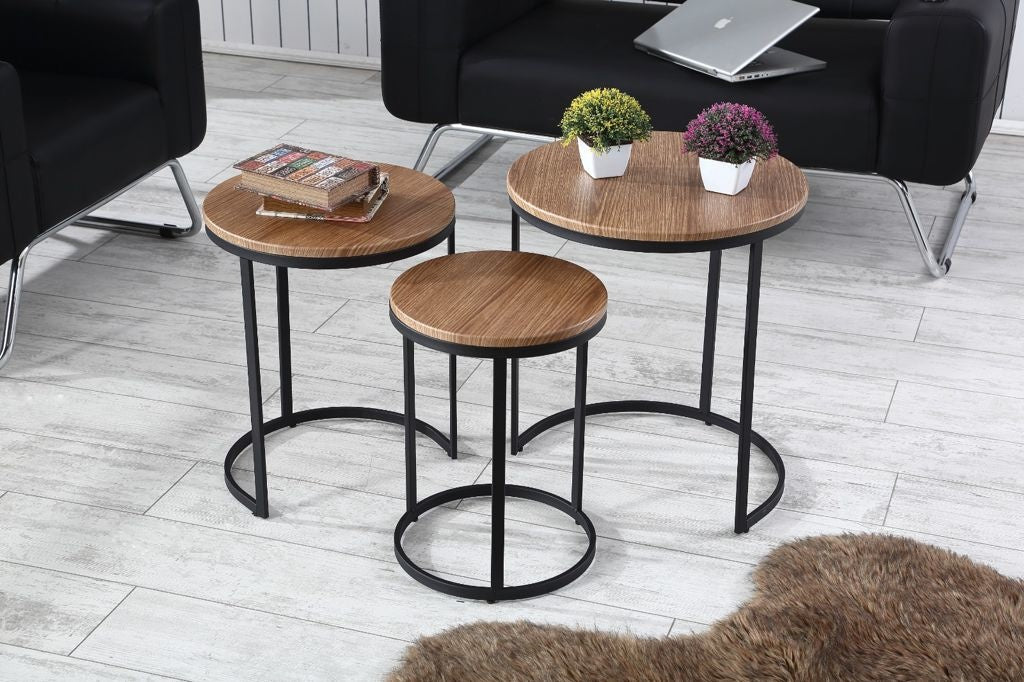 Salontafel Set van 3 - Hout / Vintage / Bruin - MDF