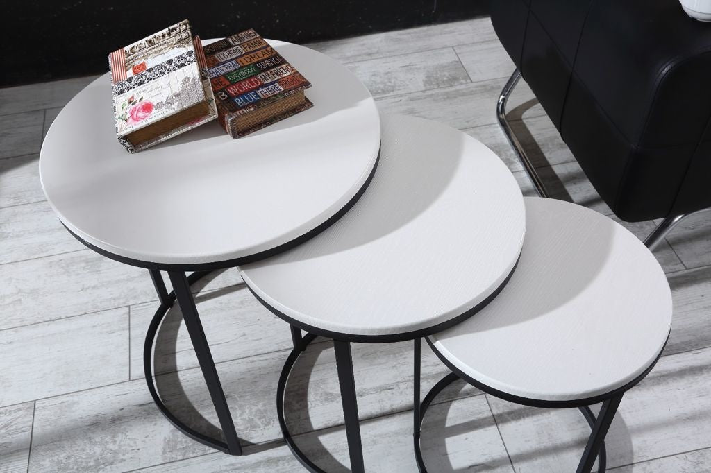 Salontafel Set van 3 - Wit - MDF