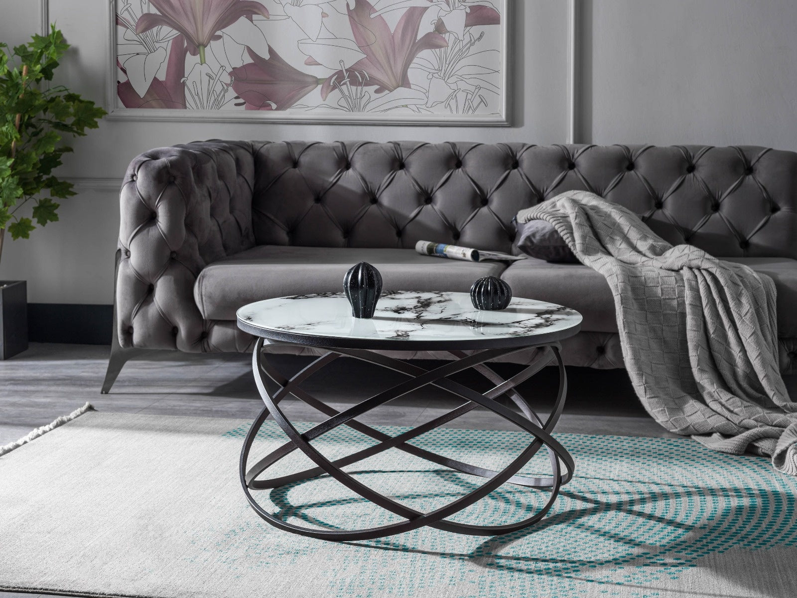 Luxe Salontafel | Mystic White - Marmerlook & Glas