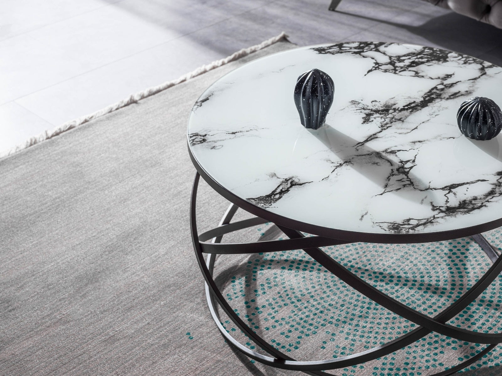 Luxe Salontafel | Mystic White - Marmerlook & Glas