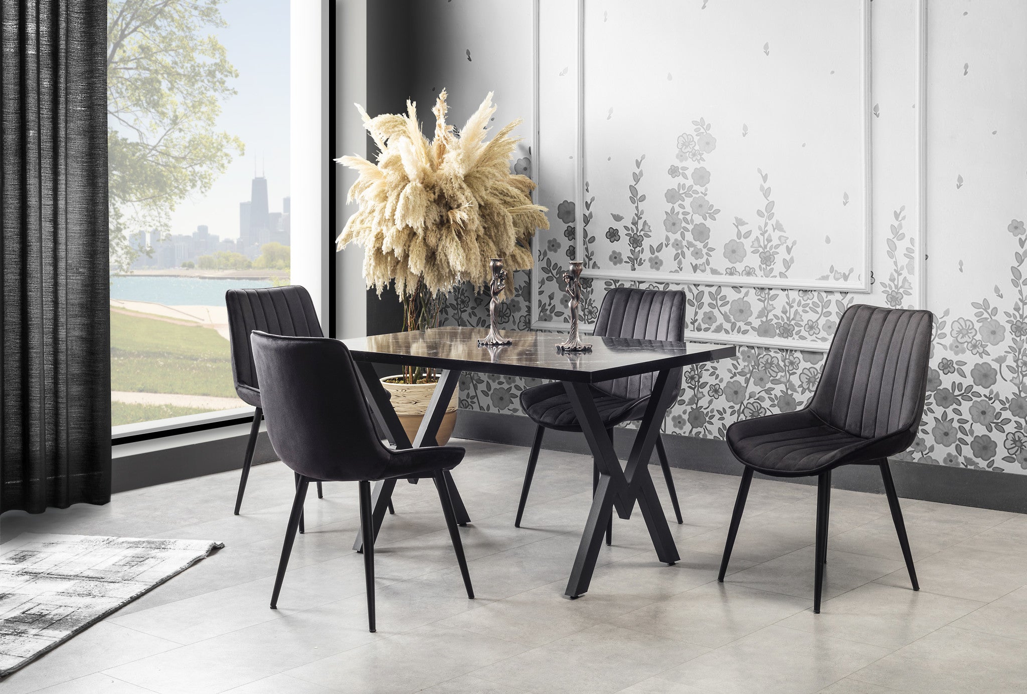 Venus Satin Black | Velvet - Set van 4