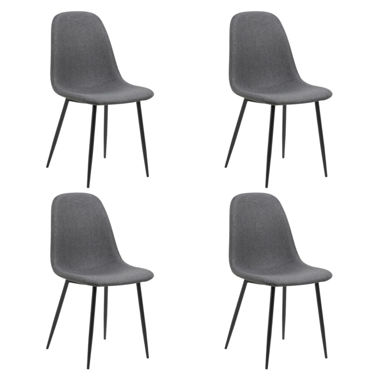 Silvara | Eetkamerstoelen – Set van 4 – Donkergrijs
