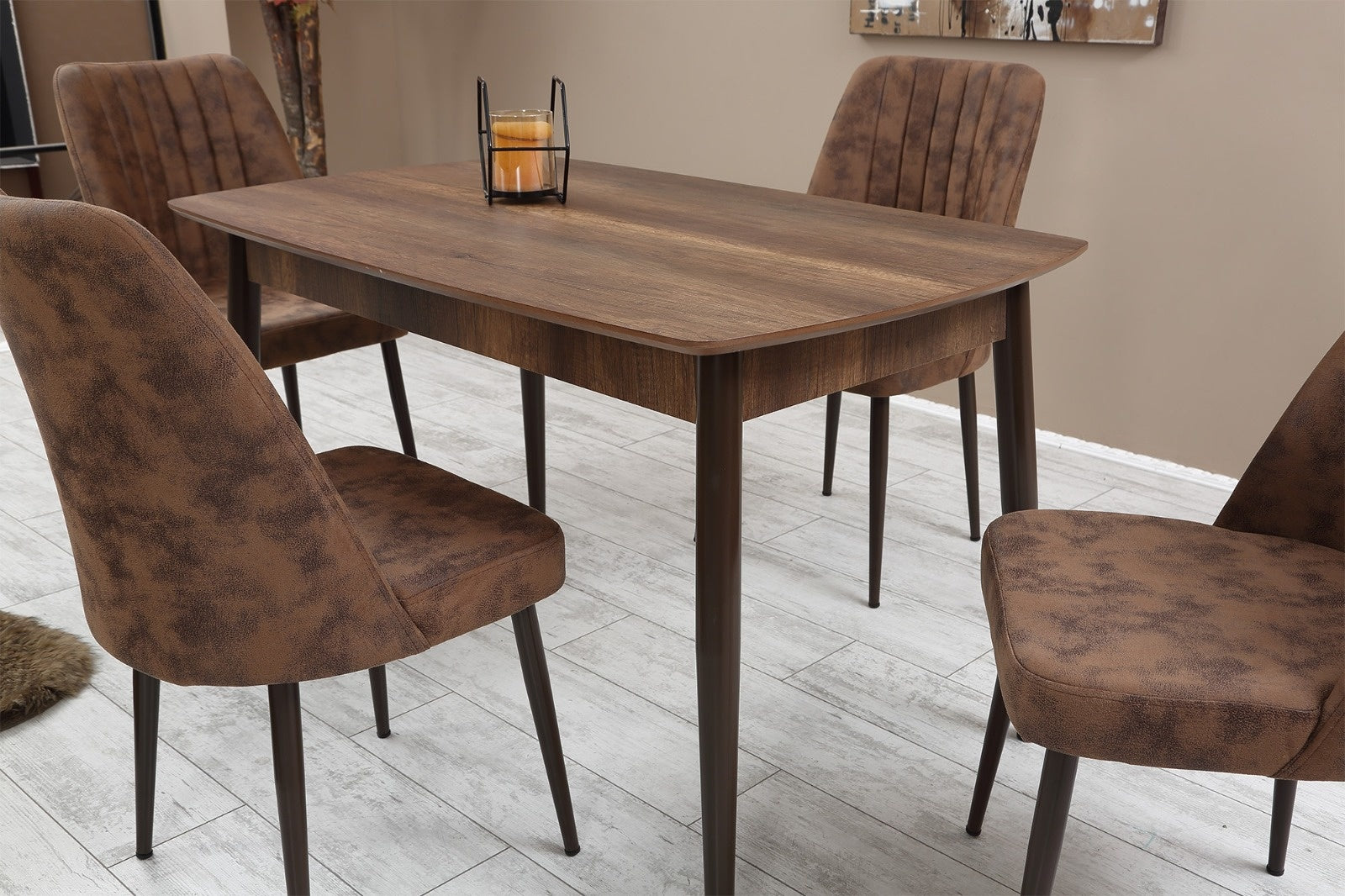 Eetkamerstoelen Set van 4 | Beige / Zwart | Swiss Homes®