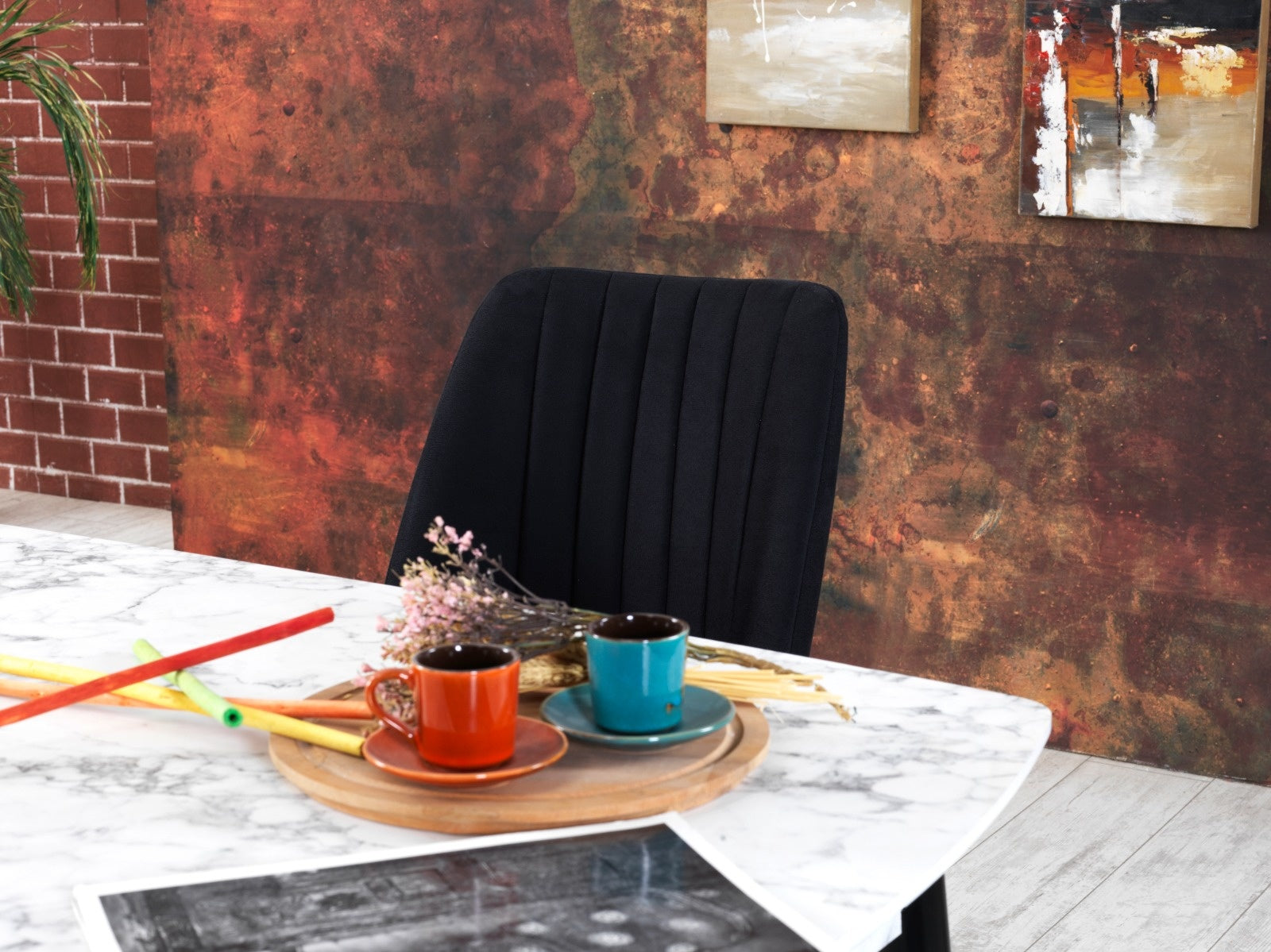 Eetkamerstoelen Set van 4 | Satin Black | Swiss Homes®
