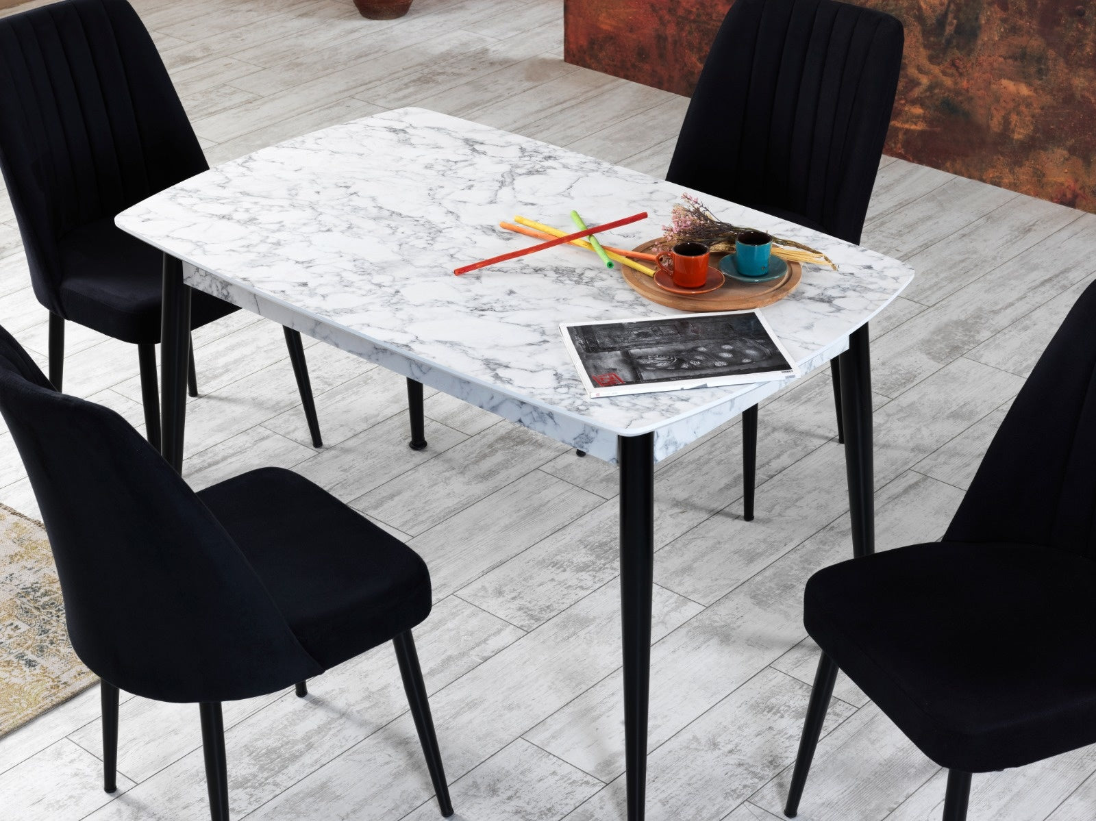Eetkamerstoelen Set van 4 | Satin Black | Swiss Homes®