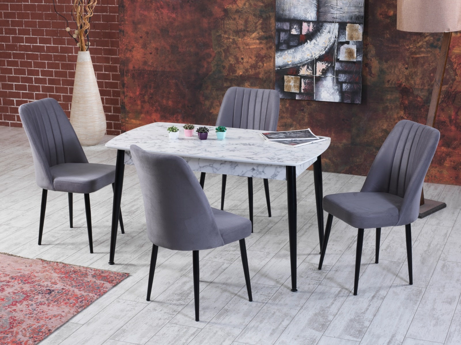Eetkamerstoelen Set van 4 | Grijs | Swiss Homes®