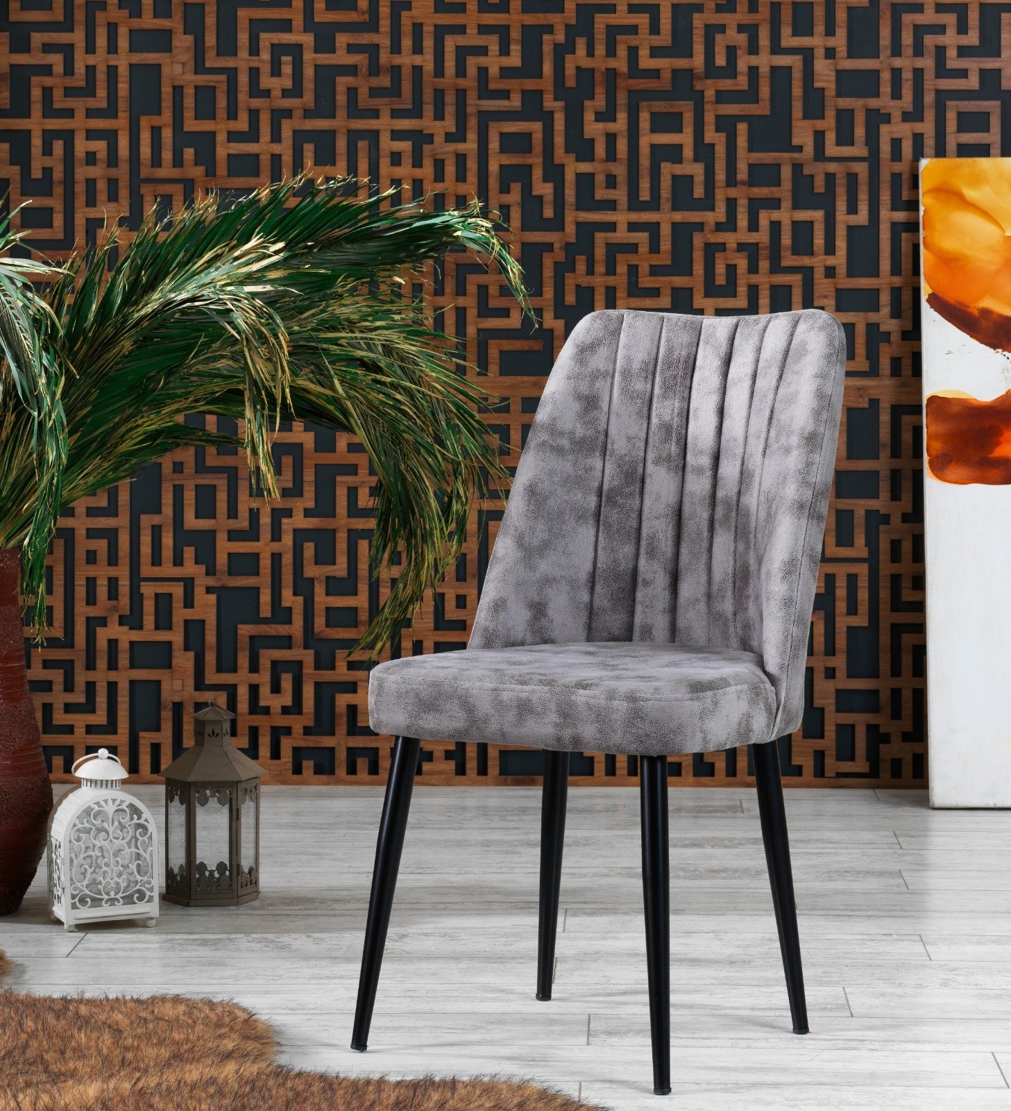 Eetkamerstoelen Set van 4 | Space Gray / Black | Swiss Homes®