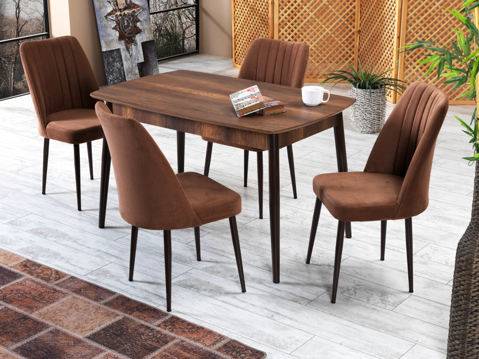 Eetkamerstoelen Set van 4 | Beige | Swiss Homes®